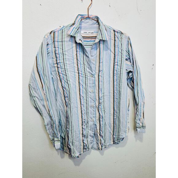 SAMSOE Multicolor Stripes Long Sleeve Collar Front Button Alfrida Shirt Size XXS - Picture 8 of 11